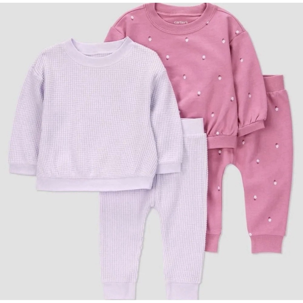Carter's Just One You Baby Girl 4pc Floral Waffle Set 9 Months NWT Pink Purple